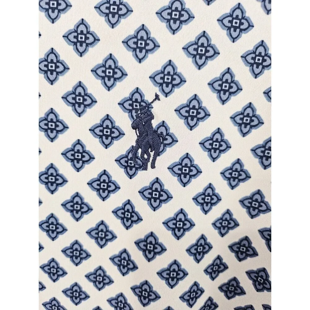 Polo Ralph Lauren Men's Blue/White Geometric Performance Golf Polo Shirt L